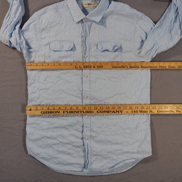 Tommy Bahama Shirt Mens Large Blue Stripe Embroidered Monochrome Roll Tab Sleeve - Picture 4 of 9
